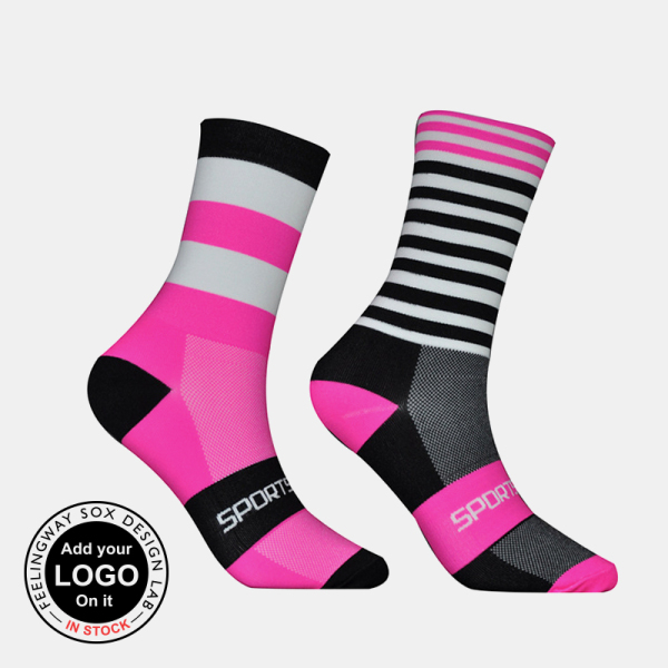 3 Pairs Color Matching Stripes Performance Ventilate Mid Cycling Socks Test Sample